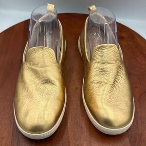 Vionic Uptown Willa Gold Leather Slip On Sneakers Womens 8.5 Orthotic Chic